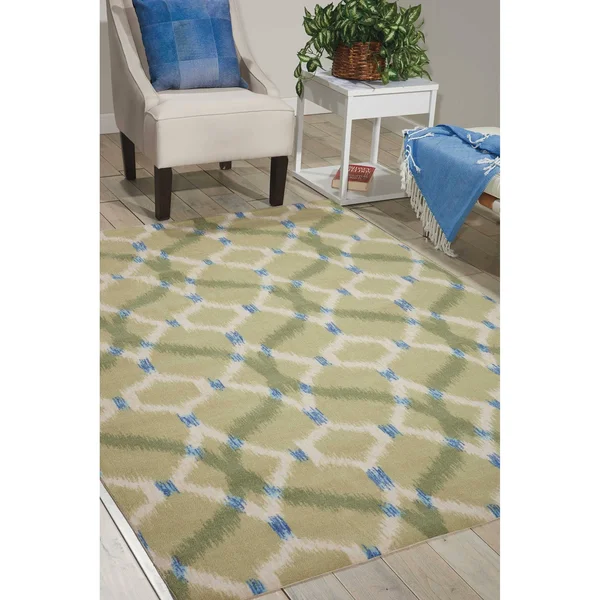 Naples Trellis Ikat Aegean Indoor/ Outdoor Area Rug by Havenside Home (8&6x22 Square - Blue)