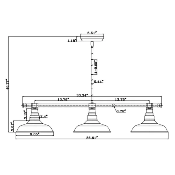 Design House 520379 Kimball 3-Light Pendant - Galvanized