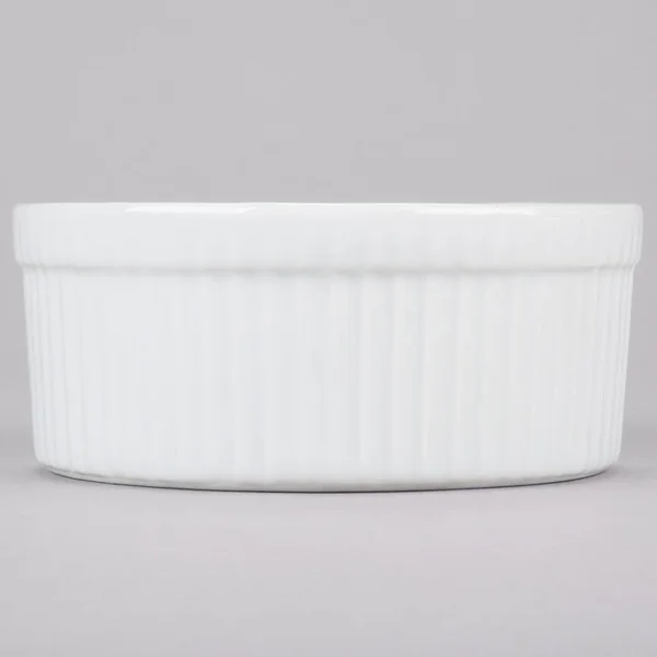CAC China Accessories 4-1/2-Inch by 2-1/4-Inch 12-Ounce Super White Porcelain Round Fluted Souffle Bowl - Box of 12