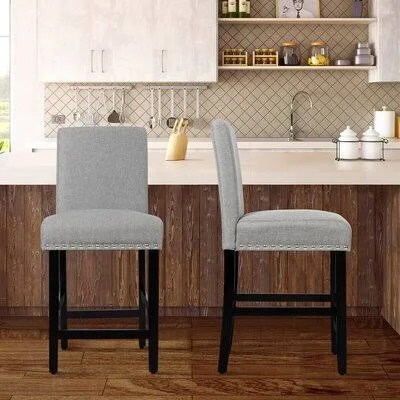 Bilus 25&& Counter Stool Red Barrel Studio Upholstery: Gray