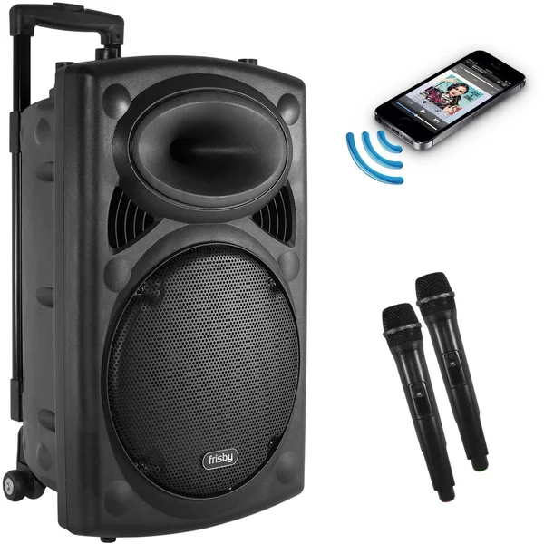 Portable Rechargeable Karaoke Bluetooth Party Speaker w/ 2 Mic FM-Rad Fs-4050p