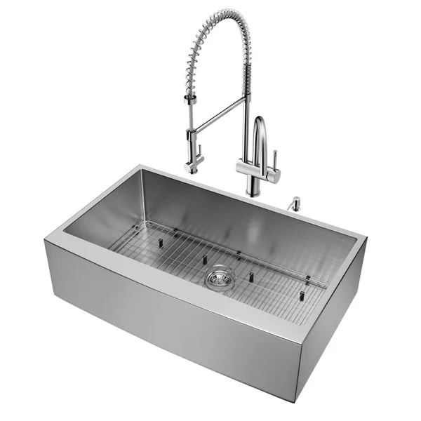 Vigo Vg15141 All in One 36-Inch Farmhouse Stainless Steel Kitchen Sink and Faucet Set