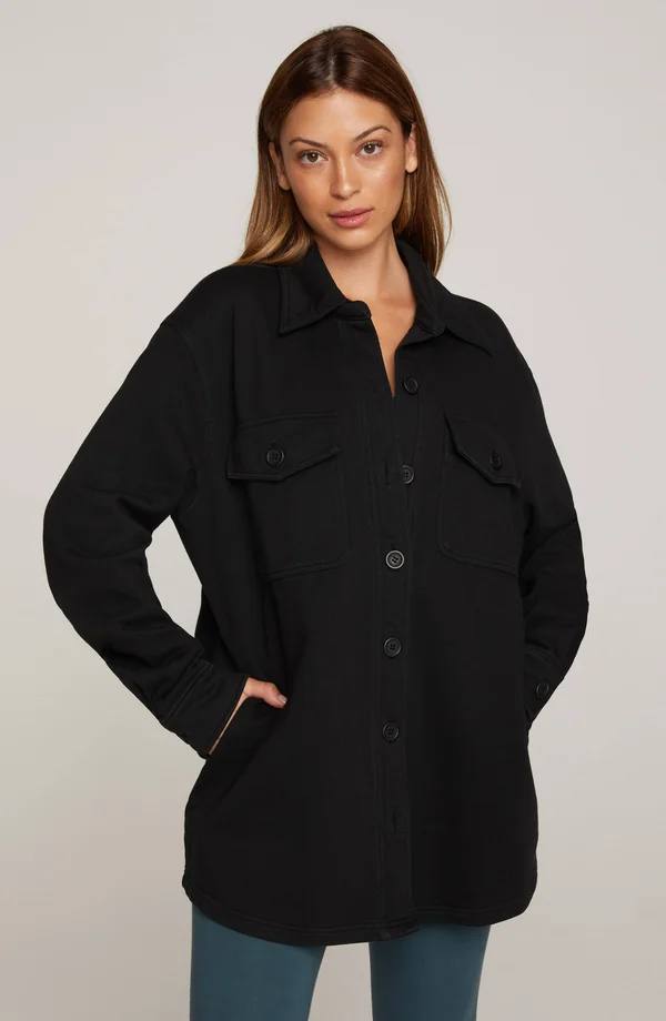 Good American Women's Fleece Shacket - Black - Size 7/8