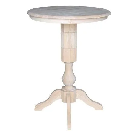 International Concepts 30x22 Round Pedestal Bar Height Table with 2 Madrid Bar Height Stools