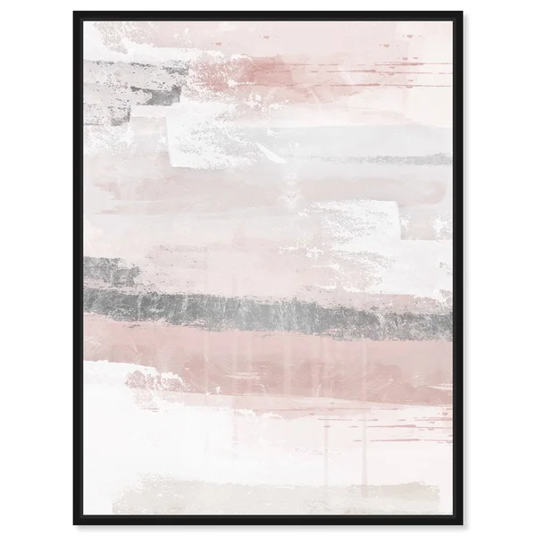 Oliver Gal 'Sophisticated Elements Blush' Abstract Wall Art Framed Canvas Print Paint - Pink - Gray - 20 x 24 - Black