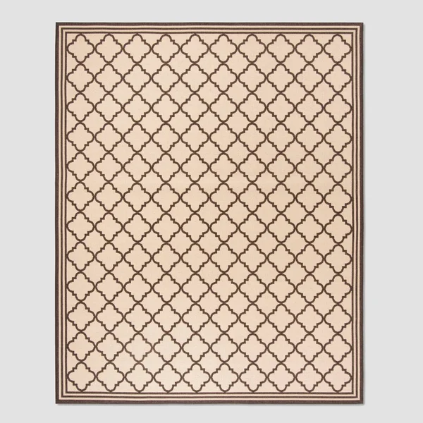 Safavieh Beach House Cream/Brown 9 ft. x 12 ft. Trellis Indoor/Outdoor Area Rug