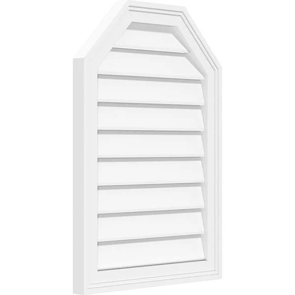 Ekena Millwork GVPOT30X3602SF 30x22W x 36x22H Octagonal Top Surface Mount PVC Gable Vent: Functional, w/ 2x22W x 1-1/2x22P Brick