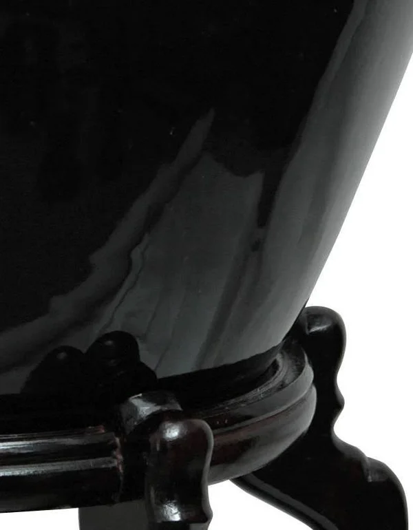 Oriental Furniture 20 in. Porcelain Fishbowl Black