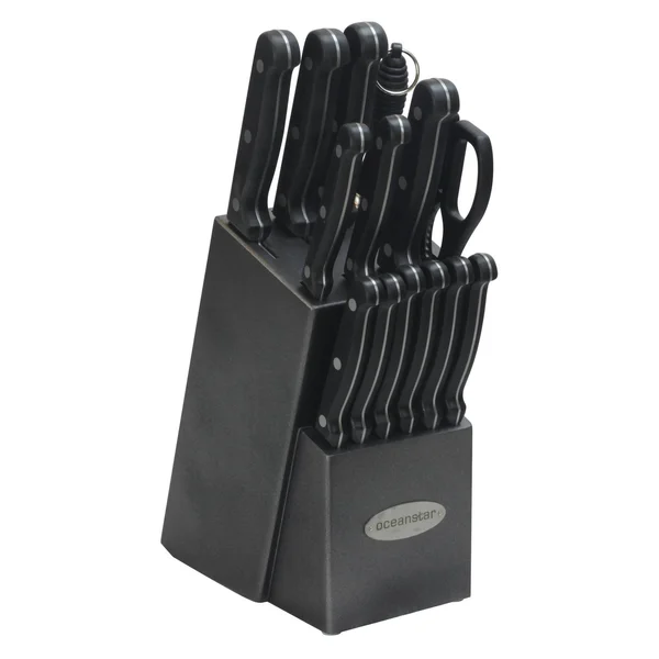 Oceanstar Contemporary 15-Piece Knife Set with Block, Elegant Black