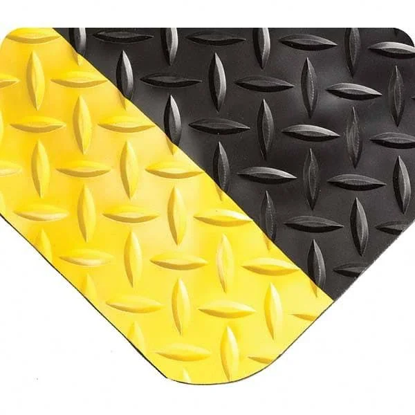 Wearwell 8& Long x 4& Wide x 9/16x22 Thick Dry Environment Medium Duty Anti-Fatigue Matting - Raised Diamonds Pattern, Black/Yel