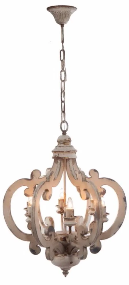 Beautiful Wood Metal Antique Chandelier White