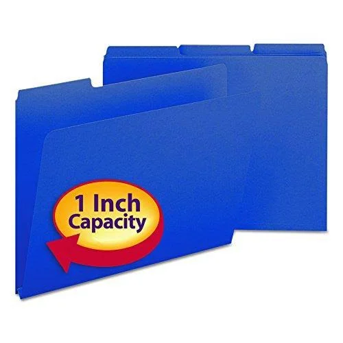 Smead Pressboard File Folder - 1/3-Cut Tab, 2.5cm Expansion, Letter size, Dark Blue, 25 per Box (21541)