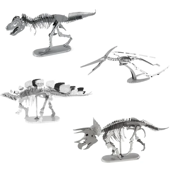 Fascinations Metal Earth 3D Metal Model Kits Set of 4 Dinosaurs - T-Rex Stegosaurus Triceratops and Pteranodon