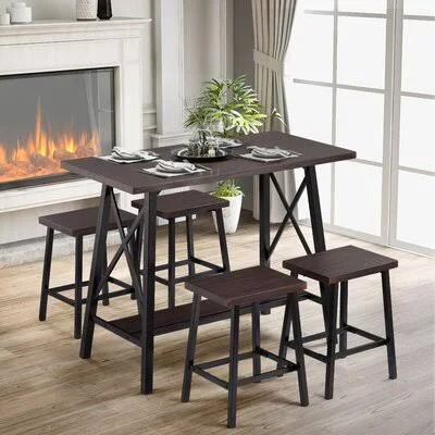 Glessite 5 - Piece Counter Height Dining Set Gracie Oaks