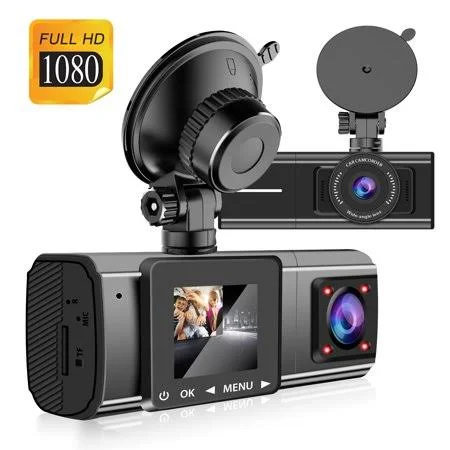 Dual Car Camera, Tsv FHD 1080p Dual Lens Car DVR Dash Cam Front and INSIDE, Cars LCD Screen Recorder with Night Vision Wide Angl