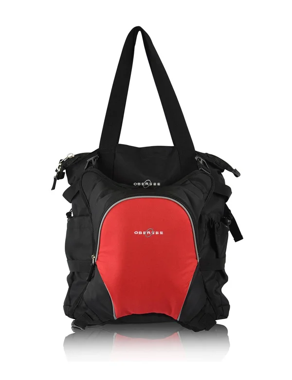 Obersee Innsbruck Diaper Bag Tote with Cooler, Black/Red