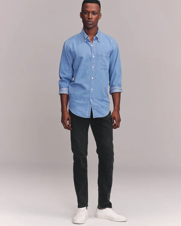 Men's Skinny Jeans in Washed Black, Size 38 x 34, Abercrombie & Fitch