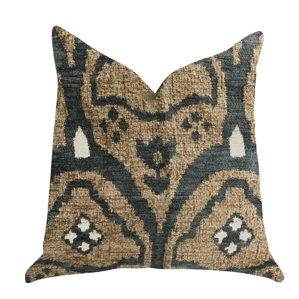 Plutus Tulip Zen Green Taupe Luxury Throw Pillow 22x22L x22x22W