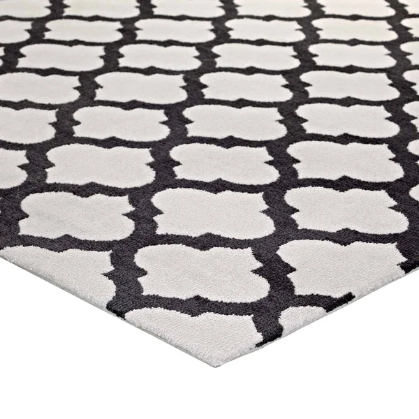 Modway Lida Moroccan Trellis 5x8 Area Rug - Ivory and Charcoal