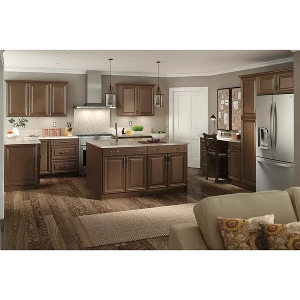 Hampton Bay Benton Assembled 21x34.5x24 in. Base Cabinet with Soft Close Full Extension Drawer in Butterscotch