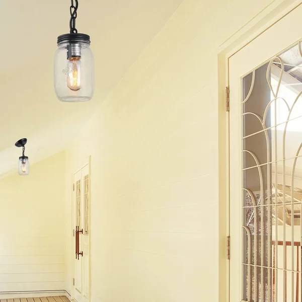 Carbon Loft Chilton 1-Light Pendant Lighting Glass Jar Ceiling Lights - D5x22*H13x22 - Black