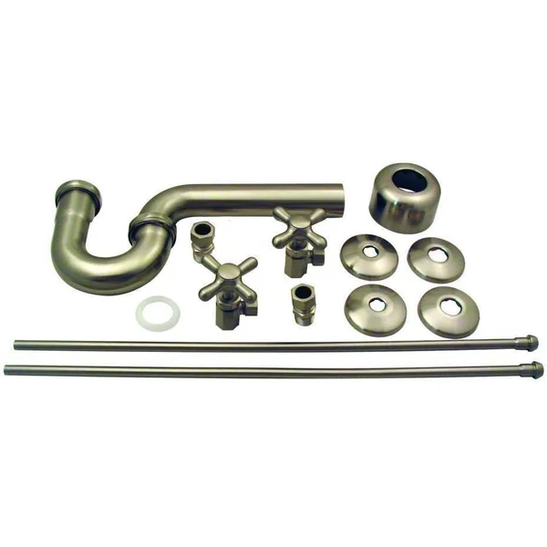 Westbrass Traditional Pedestal Lavatory Kit - Cross Handles, Black, D1838L-62