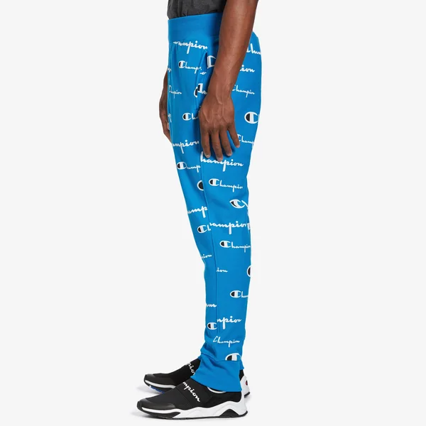 Champion Life Men's REVERSE Weave Joggers, All Over Logo Multi Scale Script Running Waves M