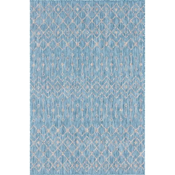 Unique Loom Outdoor Tribal Trellis Rug - 6& x 9& - Aqua Blue