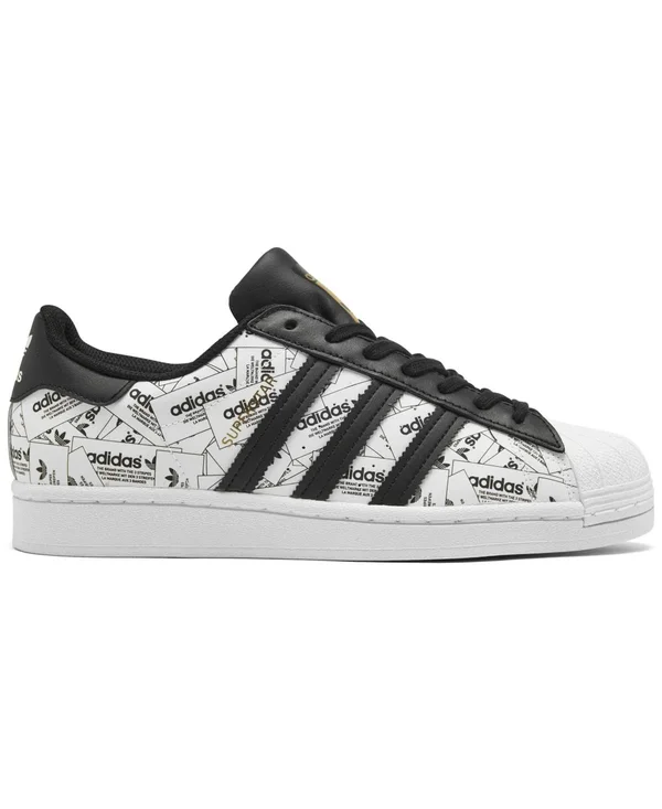 Adidas Superstar White/Black Print Men's Shoes, Size: 10