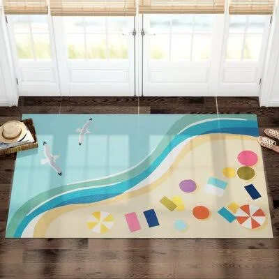 Bodnar Hand Hooked Blue Rug Sunside Sails Rug Size: Rectangle 5& x 8&