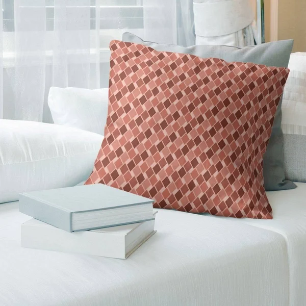 Monochrome Retro Diamonds Throw Pillow - 20 x 20 - Red - Synthetic Fiber