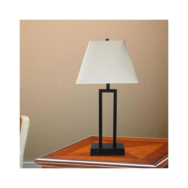 Fangio Lighting 27 in. Tech-Friendly Metal Table Lamp with Outlet and USB Port - Bronze