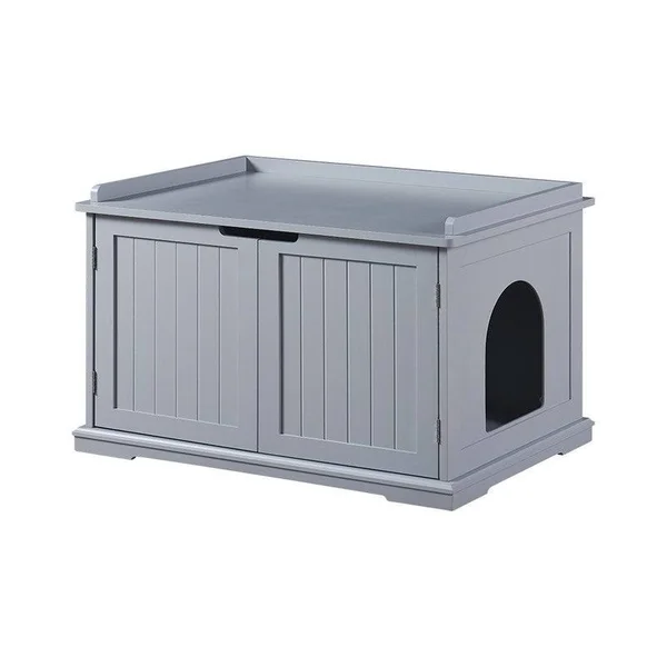 Unipaws Cat Washroom Bench - Easy Assembly Litter Box Cover - Grey