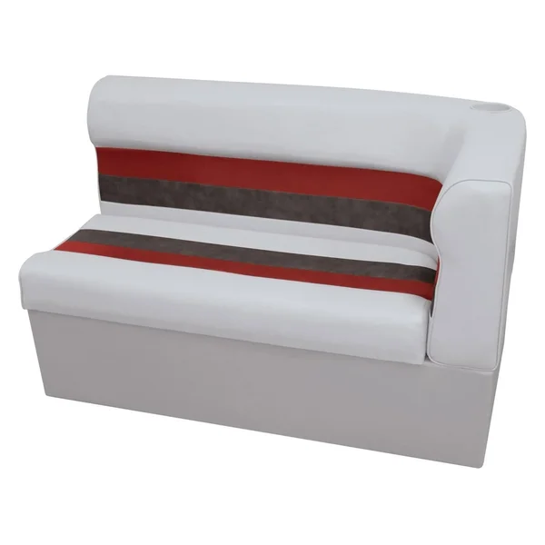 Wise Deluxe Series Pontoon Seat 46x22 Corner Couch Left Radius: Grey - Red, Charcoal