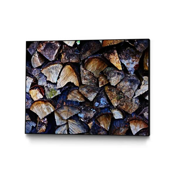 CLICART 28 in. x 22 in. Wood I by Peter Morneau Framed Wall Art - Brown/ Blue