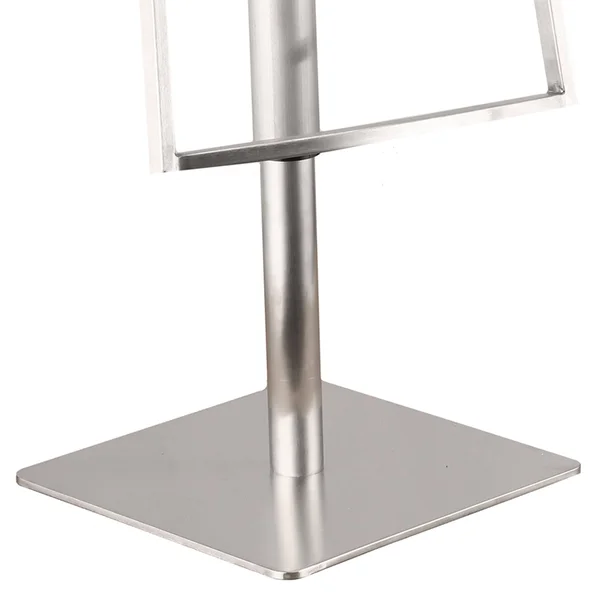 Armen Living Ibiza Adjustable Brushed Stainless Steel Barstool, Gray