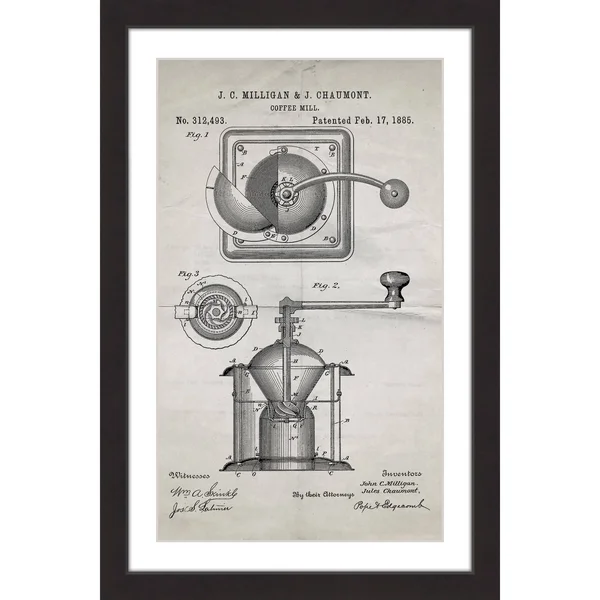 Marmont Hill 'Coffee Mill 1885 Old Paper' by Steve King Framed Painting Print
