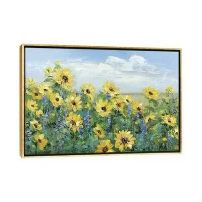 Sunflower Fields Forever by Sally Swatland - Painting Print iCanvas Format: Gold Framed Canvas, Matte Color: No Matte, Size: 40\