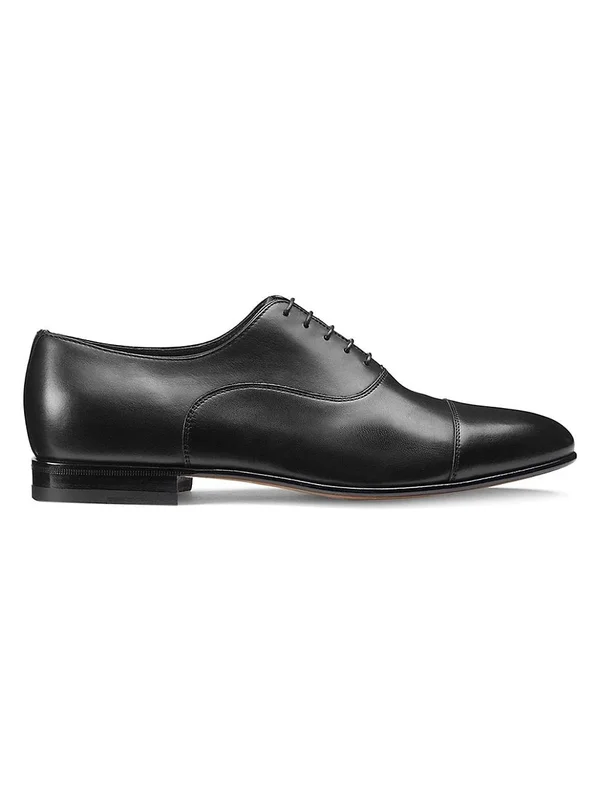 Santoni Darian Cap Toe Oxford Men's Shoes Black : 10.5 D