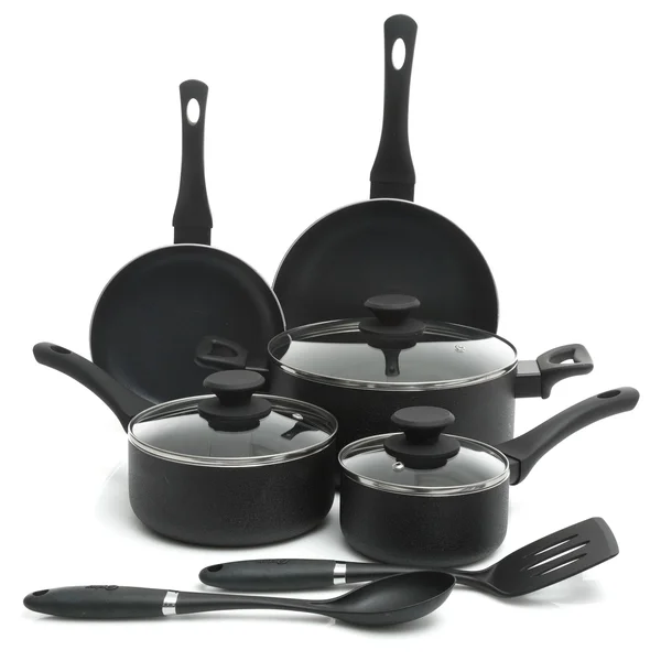 Oster Ashford 10 piece Aluminum Nonstick Cookware Set, Black