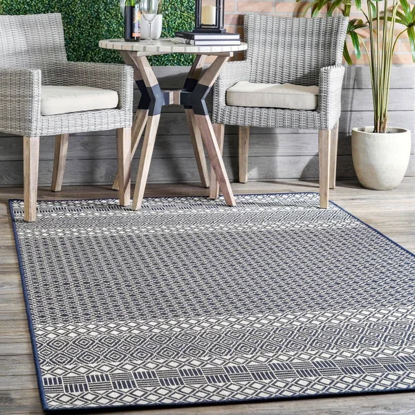 nuLOOM Frontier Striped Lattice Indoor/Outdoor Area Rug - Size: 8& x 10&