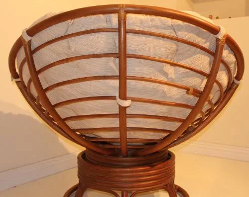Rattan Wicker Swivel Rocking Round Papasan Chair with Cushion Colonial (Light Brown), Size: 40\H x 46\W x 40\D, Other