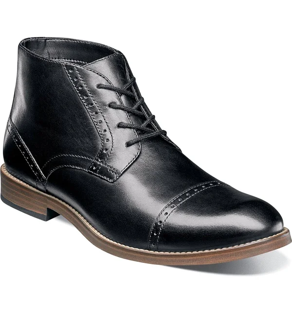 Nunn Bush Black Middleton Cap Toe Dress Chukka Boot