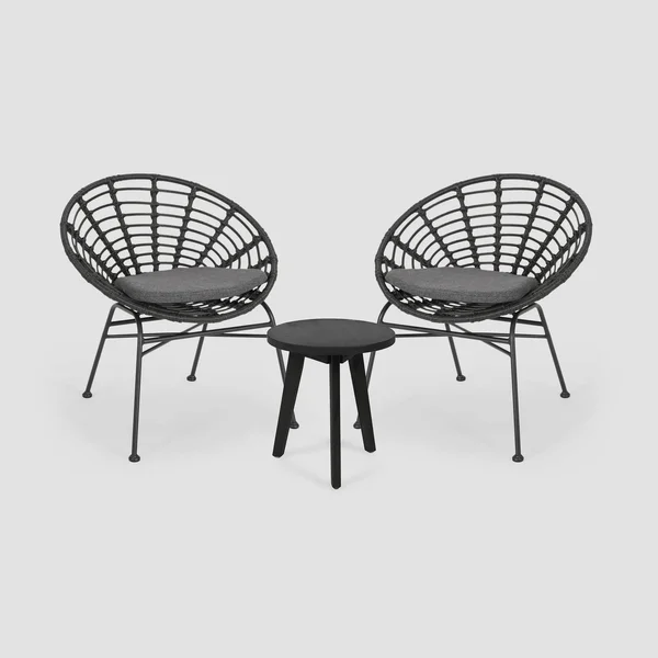 Kingston 3PC Acacia Wood Chat Set - Gray/Dark Gray - Christopher Knight Home