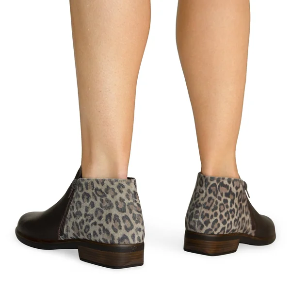 Naot Women's Helm Ankle Boot, Size: 40, Cheetah Suede/Soft Brown Leather