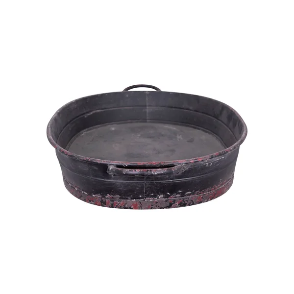 Oval Distressed Metal Tray with Handles (Black)