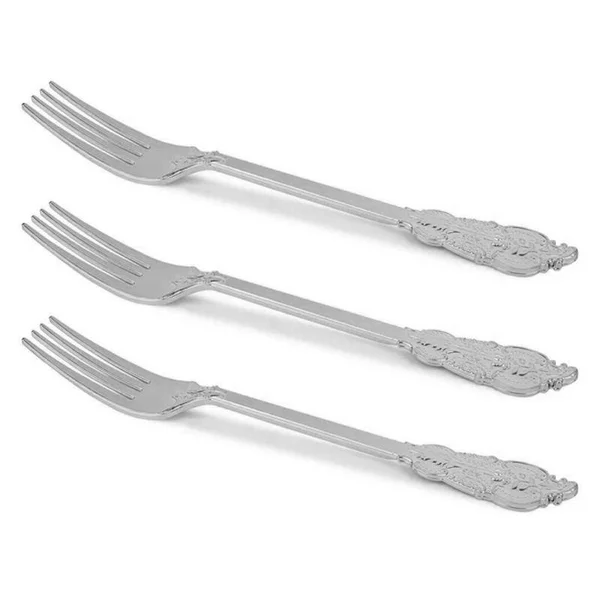 600 Forks - Shiny Baroque Silver Plastic Collection Forks