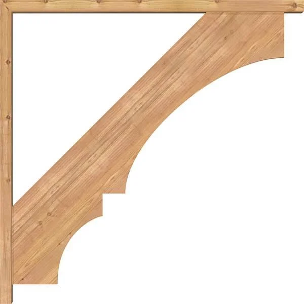 Ekena Millwork 1461933 3 1/2x22W x 40x22D x 40x22H Balboa Block Smooth Bracket w/ Offset Brace - Western Red Cedar