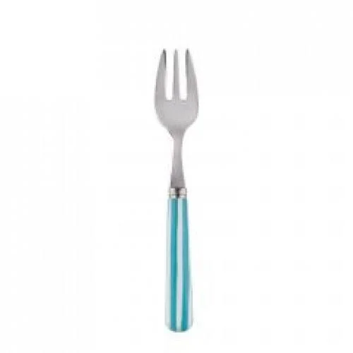 Set of 4 Sabre White Stripe Turquoise Oyster Fork