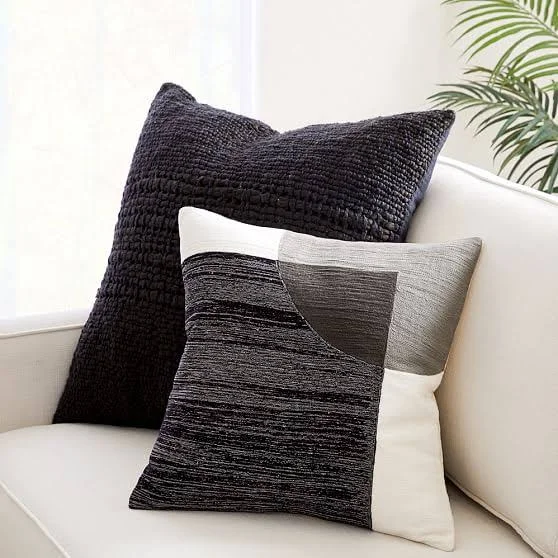 Crewel Overlapping Shapes & Cozy Weave Pillow Set, Set of 2